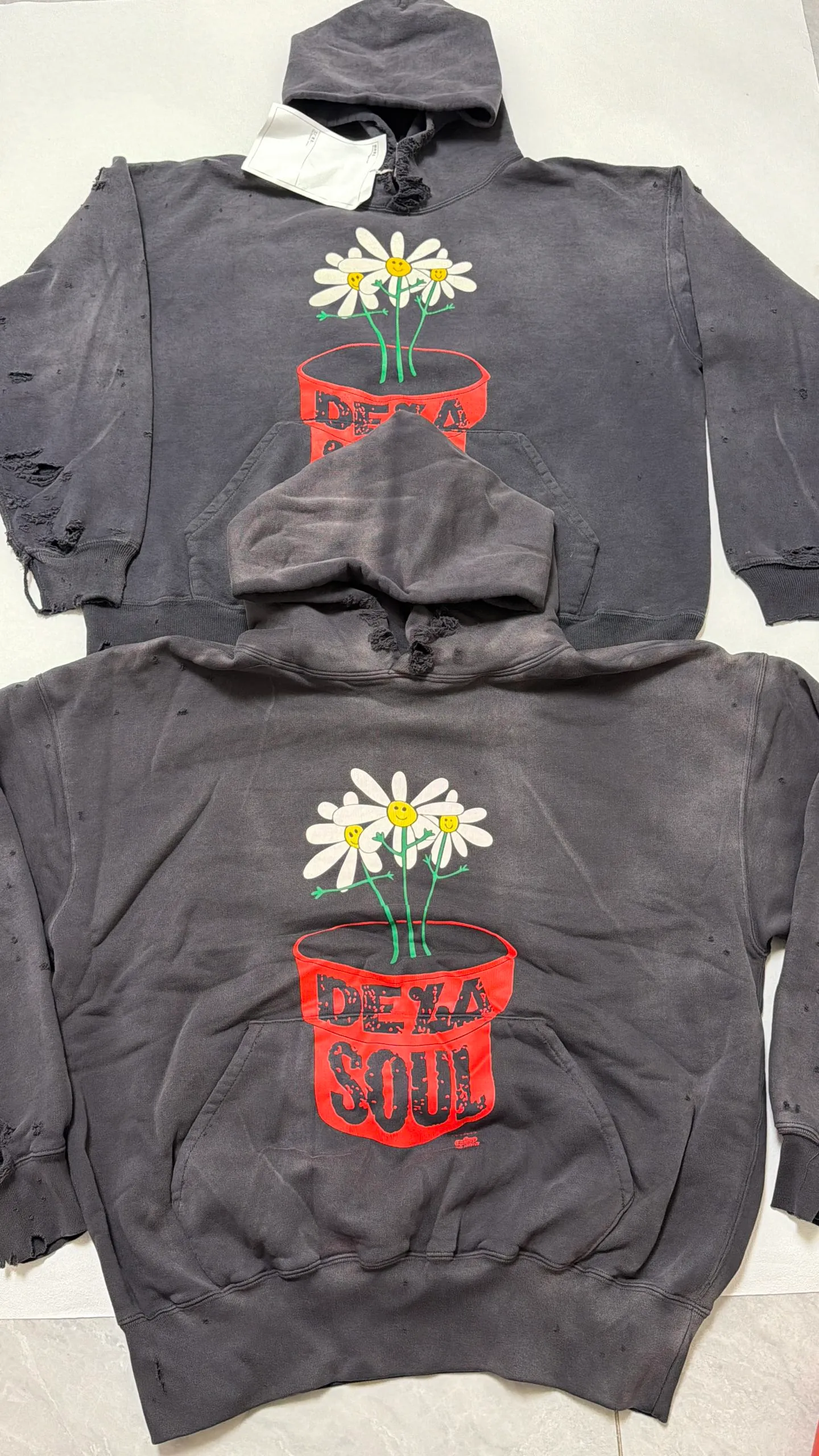 Prenatal planning SAINT Mxxxxxx × DE LA SOUL DLS_HOODIE/DE LA SOUL/BLK DE LA SOUL joint model potted plant destruction hoodie washed black S-XL